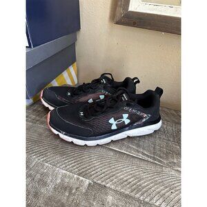 Under Armour Sneakers UA Assert 9 Paint Splatter Black Running Shoes Women’s 9